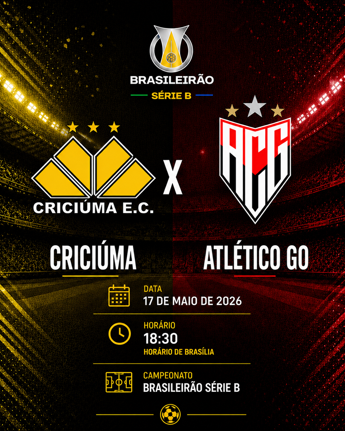 CRICIÚMA × ATLÉTICO-GO: Under 2,5 @1,55