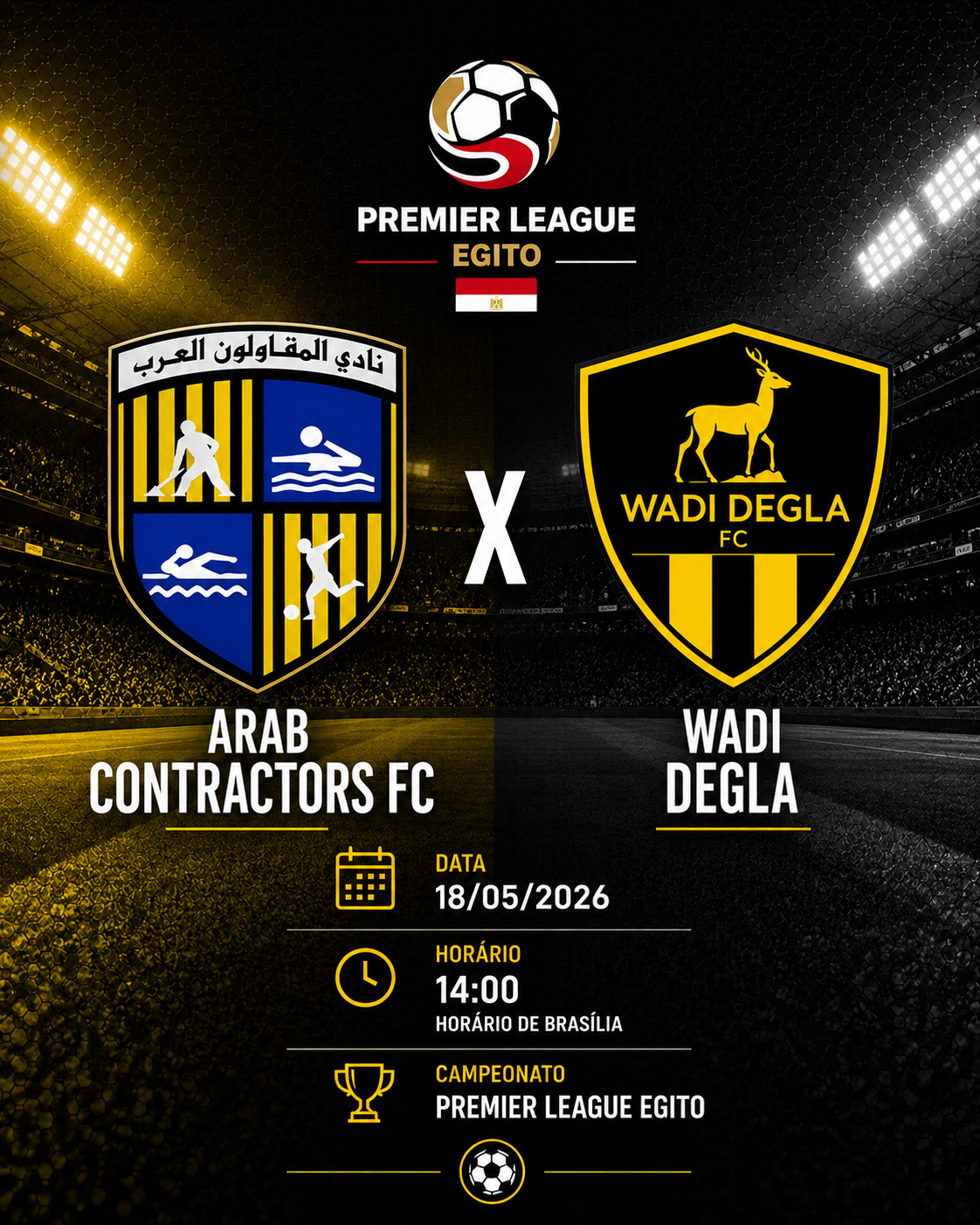 ARAB CONTRACTORS (AL MOKAWLOON) × WADI DEGLA: Under 2.5 @1,40