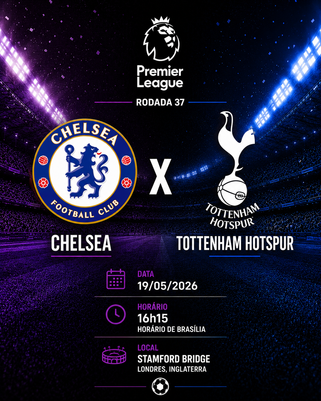 CHELSEA × TOTTENHAM HOTSPUR: Empate @3,70