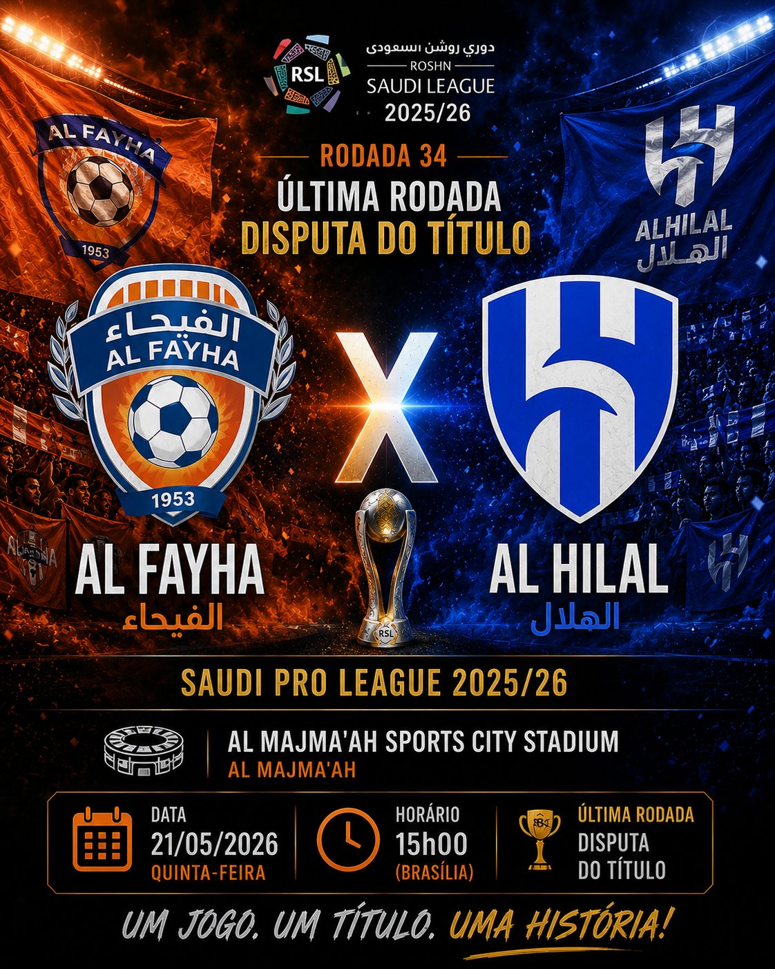 AL FAYHA × AL HILAL: Over 2,5 Gols @1,40