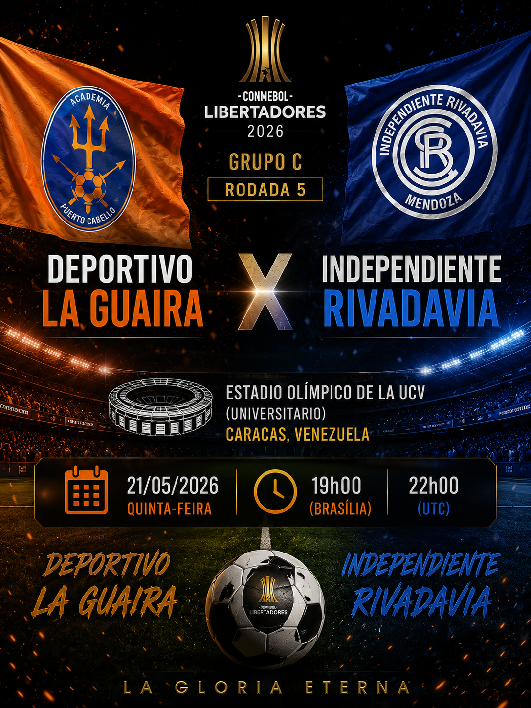 DEPORTIVO LA GUAIRA × INDEPENDIENTE RIVADAVIA: Under 2,5 Gols @1,85