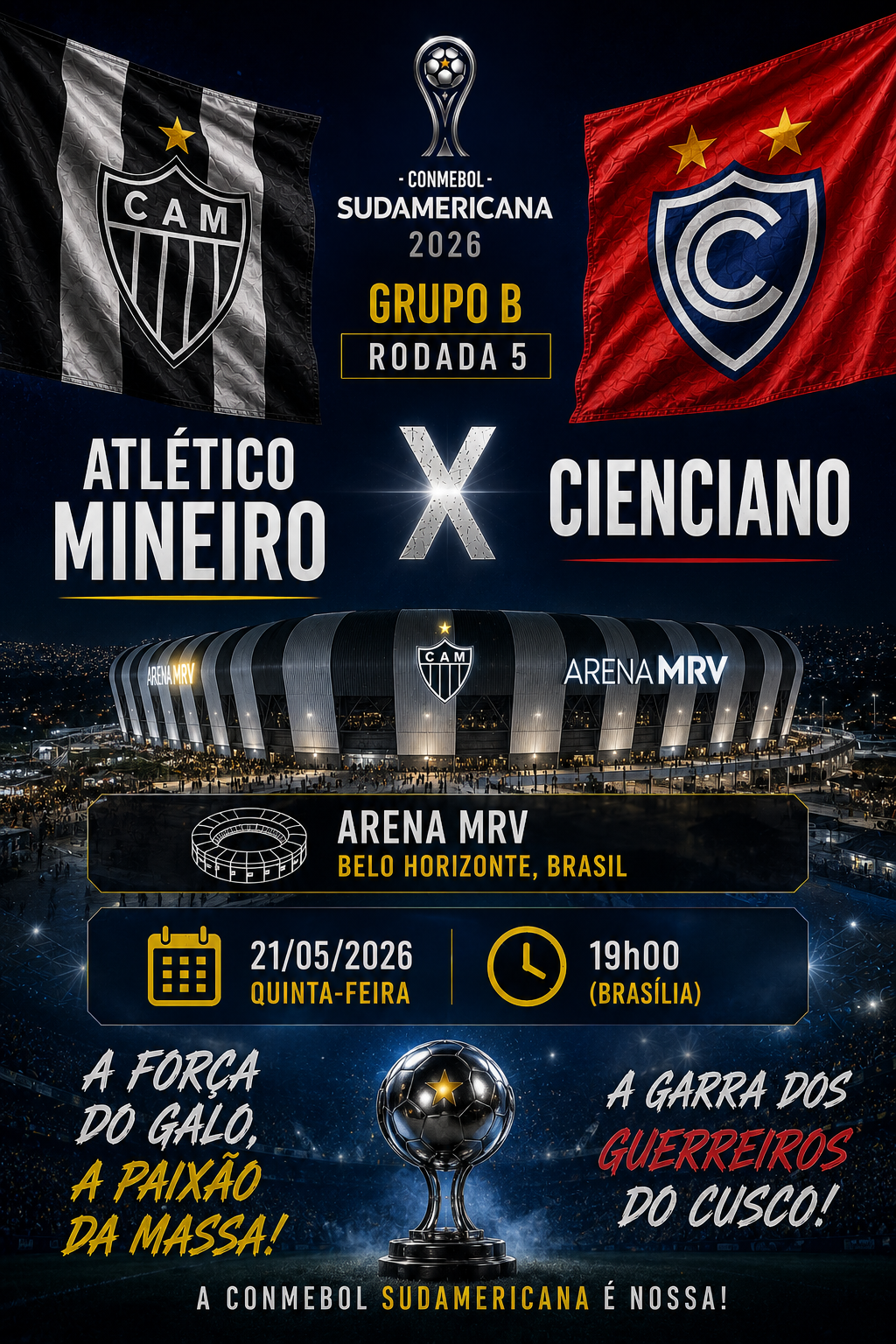 ATLÉTICO MINEIRO × CIENCIANO: Cienciano AH +1.75 @1,87