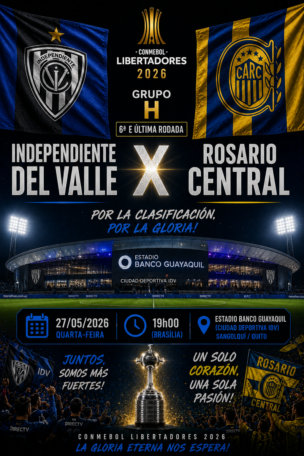 INDEPENDIENTE DEL VALLE × ROSARIO CENTRAL: Rosario Central AH +0.5 @1,97