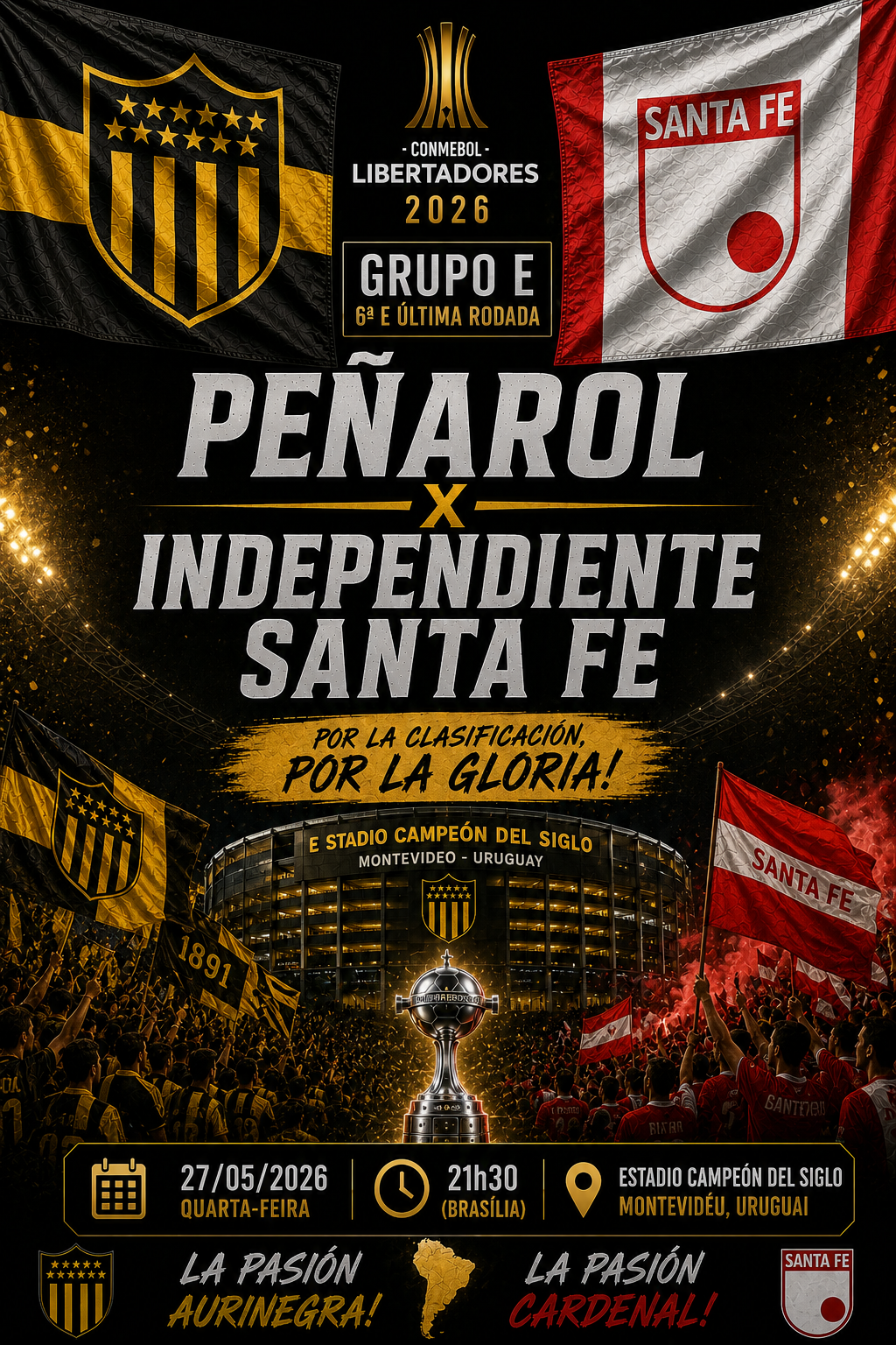 PEÑAROL × INDEPENDIENTE SANTA FE: Cartões Over 4.5 @1,72