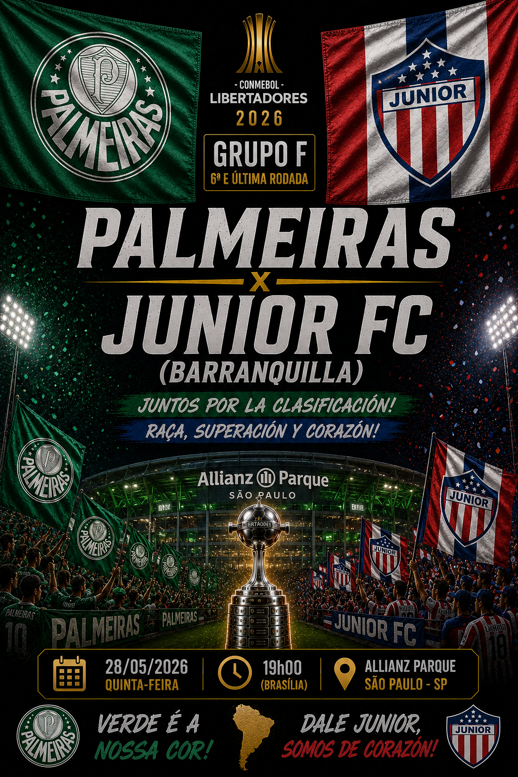 PALMEIRAS × JUNIOR FC (BARRANQUILLA): Junior AH +1.5 @2,20