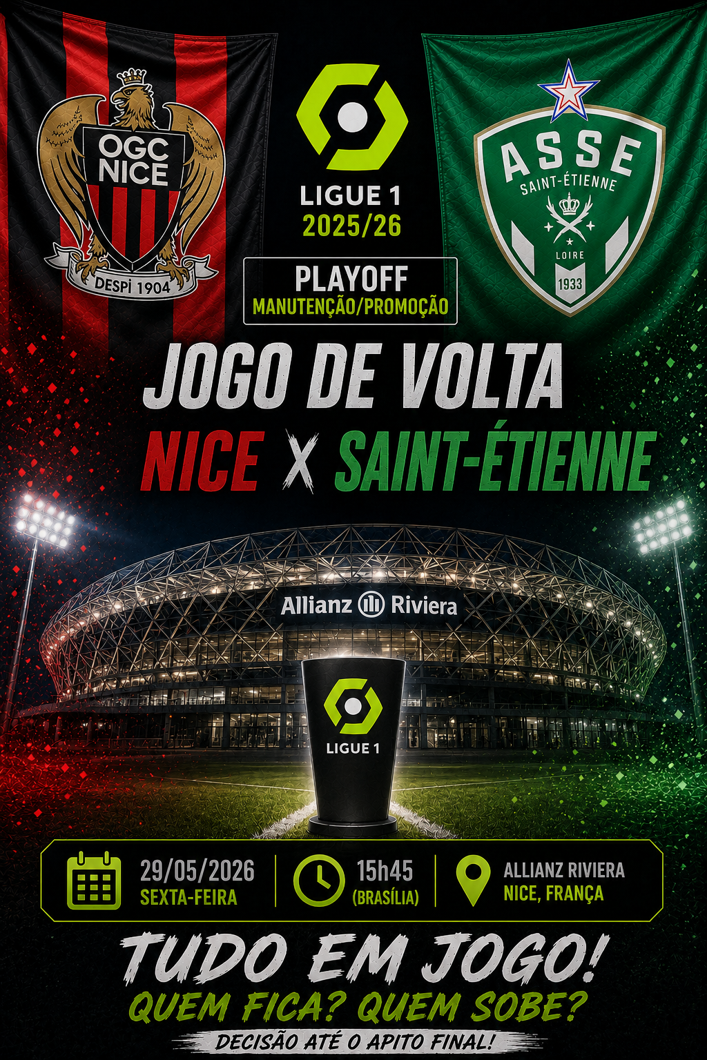 NICE × SAINT-ÉTIENNE: Empate @3,72