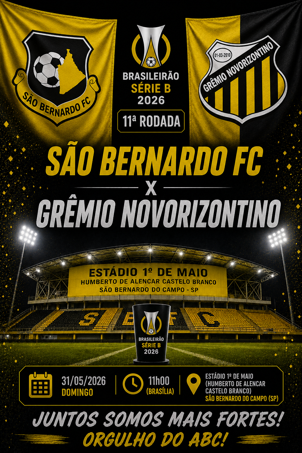 SÃO BERNARDO FC × GRÊMIO NOVORIZONTINO: Casa Vitoria @2,70