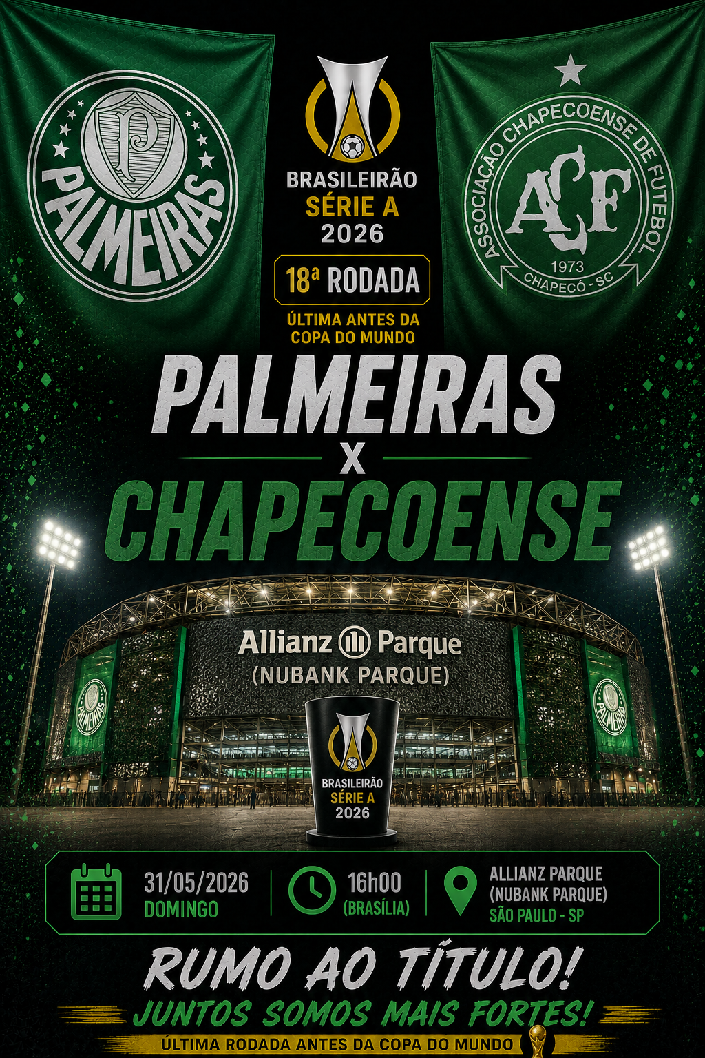 PALMEIRAS × CHAPECOENSE: Over 2,5 Gols @1,65