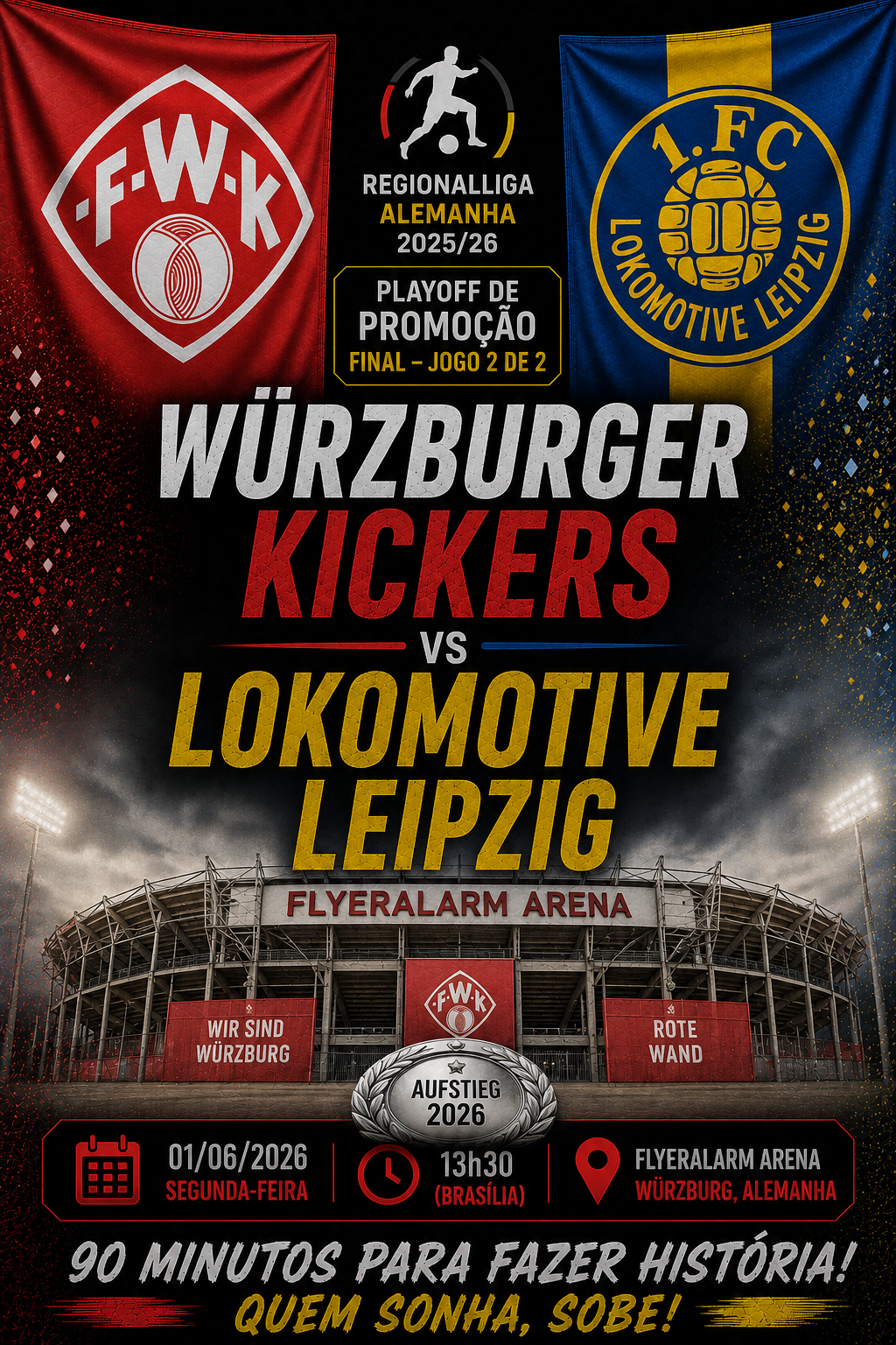 WÜRZBURGER KICKERS × LOKOMOTIVE LEIPZIG: Over 2,5 Gols @1,90