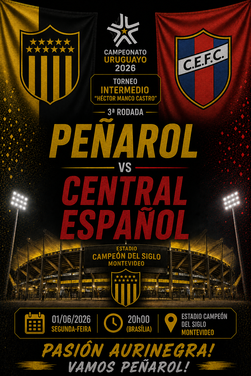 PEÑAROL × CENTRAL ESPAÑOL: Over 2,5 Gols @1,95
