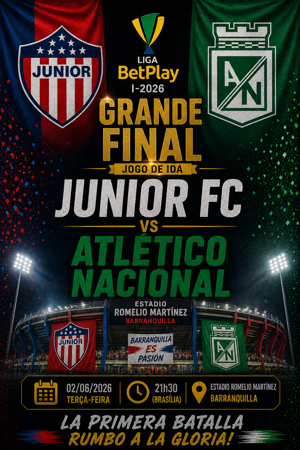 JUNIOR FC × ATLÉTICO NACIONAL: Vitoria Visitante @2,75